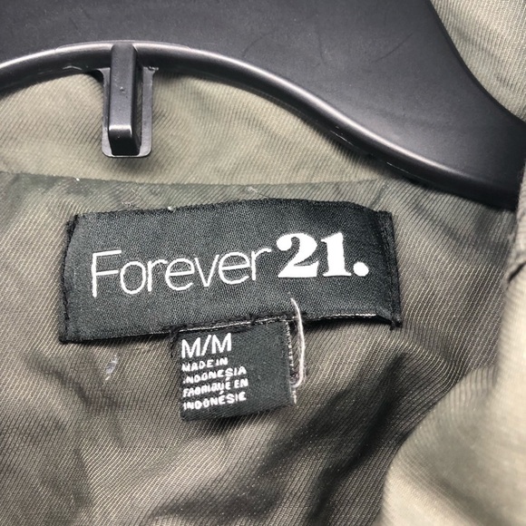 Forever 21 Olive Utility Jacket Sz Med - Picture 3 of 7